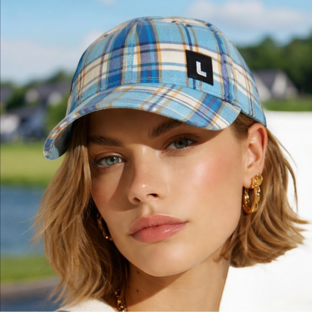 2 for $30 🆕Adult Plaid Blue Golf Cap